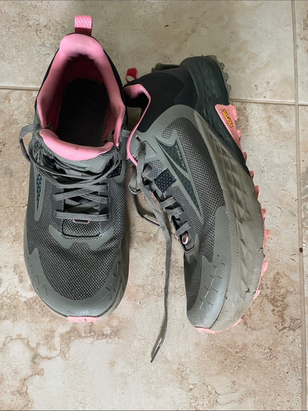 Altra Women's Trail Runnersw in Green with Pink Trim